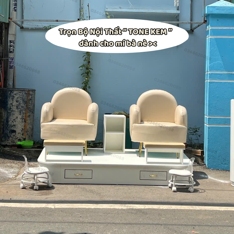 Bộ nail đôi màu kem