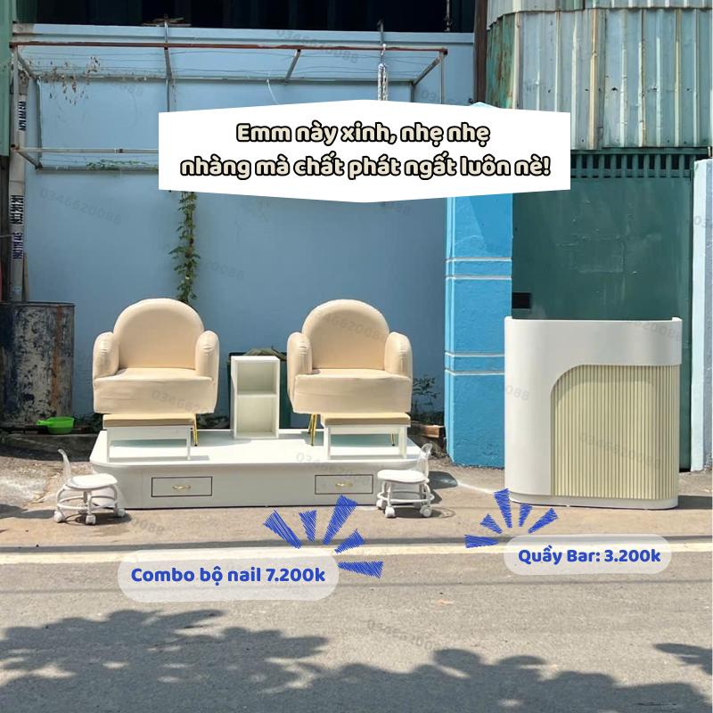 Bộ nail đôi màu kem