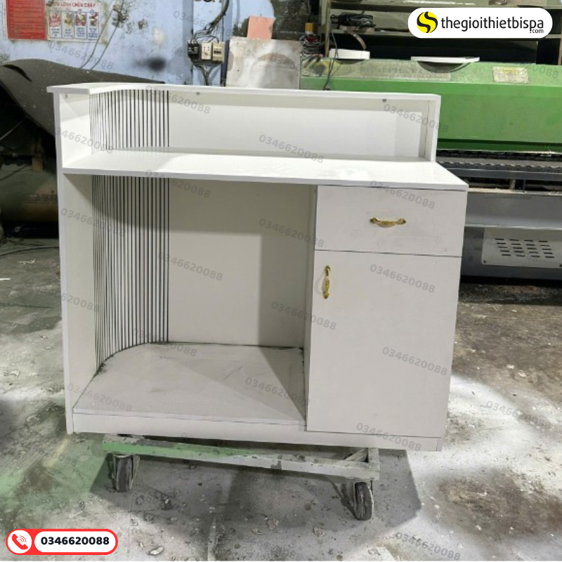 Quầy Lễ Tân hình chữ L có đèn Mặt sau của quầy lễ tân
