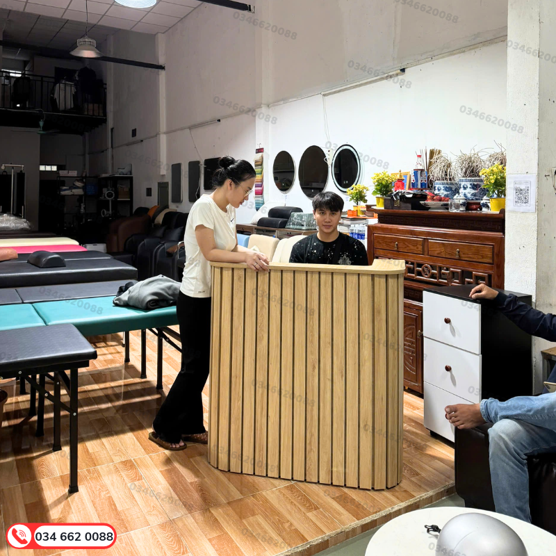 Quầy Thu Ngân sọc gỗ bo tròn Quầy thu ngân